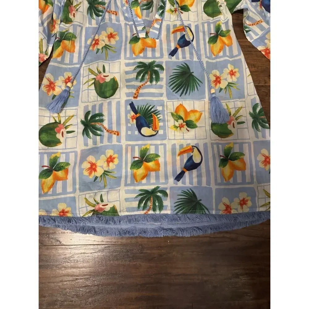 True Destination Shirt Women M Cover Up Resort Beach Tropical Tunic